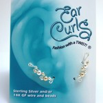 Sterling Silver Ear Curls - Two-tone Shiny Beads